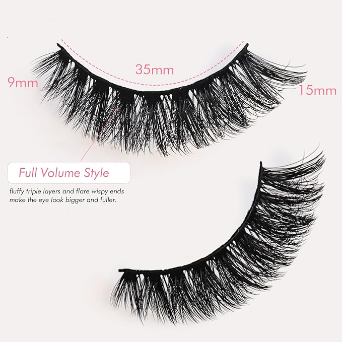 FARRED Lashes Natural False Eyelashes Wispy Fake Lash Strips 30 Pairs Volume Cat Eye Mink Strip Eyelash Short Fluffy Easy Cateye Lashes for Beginners Full Eye Lash Natural Looking for Daily Makeup