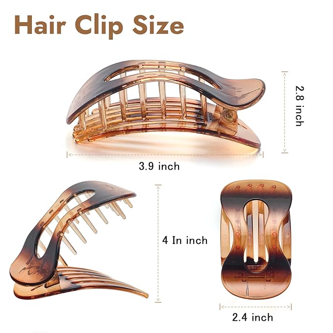 Flat Hair Clips for Women,French Lay Flat Claw Clips,Matte Strong Hold Side Hair Clip Thick & Thin Hair No-Slip Duck Billed Jaw Claw Clip (Clear White-4pcs)