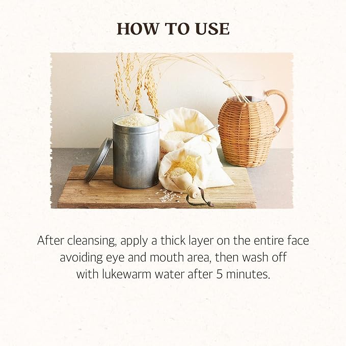 SKINFOOD Rice Daily Mask 210g - Rice Exfoliating Scrub Wash Off Face Masks for Darken Skin - Facial Cleanser, Pore Exfoliator, Clean and Soften Body Skin - Safe For Men and Women (7.40 oz)