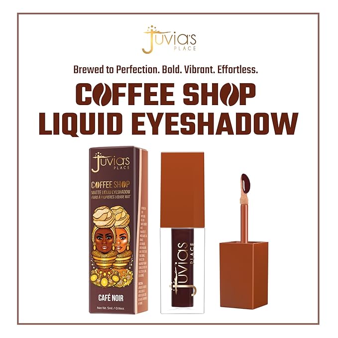 Juvia's Place Coffee Shop Liquid Eyeshadow Cafe Noir - Matte Finish for Rich, Long-Lasting Color, Waterproof, and Smooth Texture - Buildable and Vibrant - Ideal for All Skin Tones, 0.08 fl oz