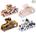 Magicsky 4PCS Hair Claw Clips, Acrylic Hair Banana Barrettes, Celluloid French Butterfly Jaw Clips,Tortoise Shell Grip Pin Teeth Clamp -Leopard print Stylish Hair Accessories for Women Girls,Long Size