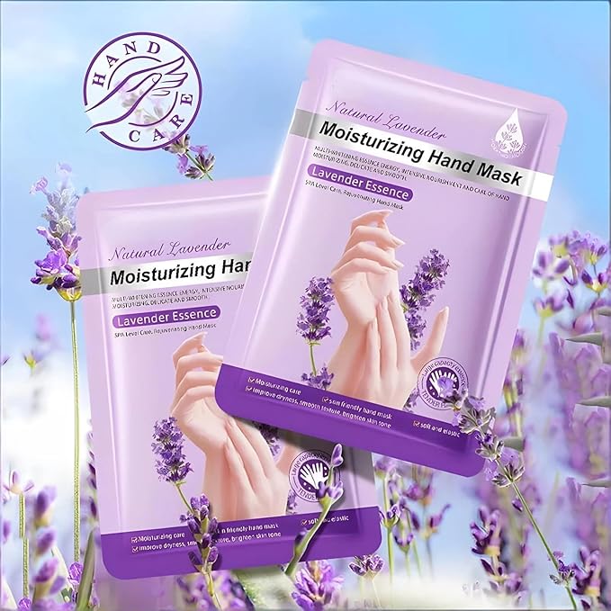 6 Pairs of Hand Masks Moisturizing Glove, Hydrating Hand Masks for Dry Peeling Hands, Exfoliating Collagen Gloves for Smooth Hands (Lavender)