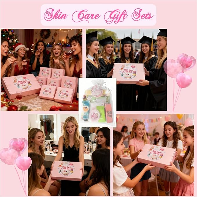 77PCS Spa Party Supplies for Girls, Spa Party Favors Include Facial Masks,Under Eye Patches, Lip Balm, Hair Rings, Makeup Mirrors, Hand Cream, Compressed Towel, for Teen Girls, Sleepover Party gifts