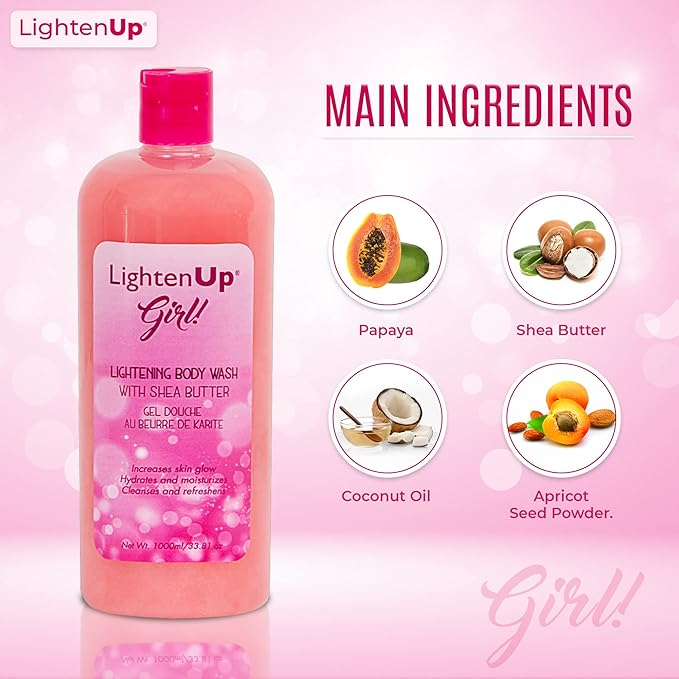 OMIC Lighten-Up LightenUp Exfoliating Body Wash - 33.8 Fl oz / 1000 ml (Girl)