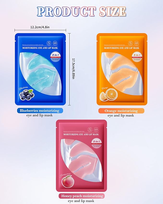 Lip Eye Mask Kit,8 Pcs Blueberry Crystal Collagen Under Eye Patches for Dark Circle Puffiness Dry Line,Hydrating Moisturizing Skincare Lip Mask Eye Pads,Mother’s Day Skin Care Product for Women-Set B