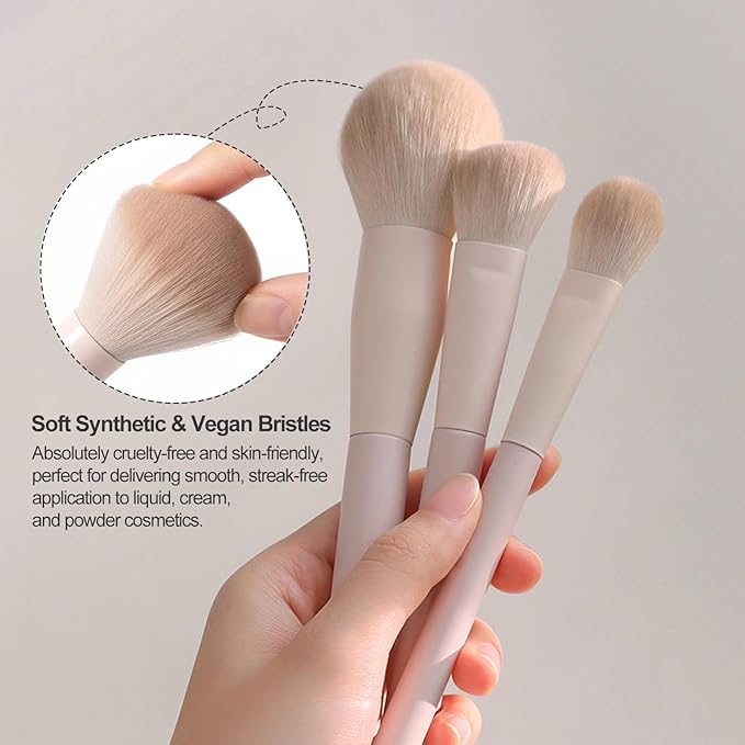 Kingtree Travel Makeup Brush Set, 13PCS Professional Makeup Brushes with Pouch, Portable Travel Makeup Brushes for Girls, Easy-taken Full Face Cosmetic Brushes for Beginners