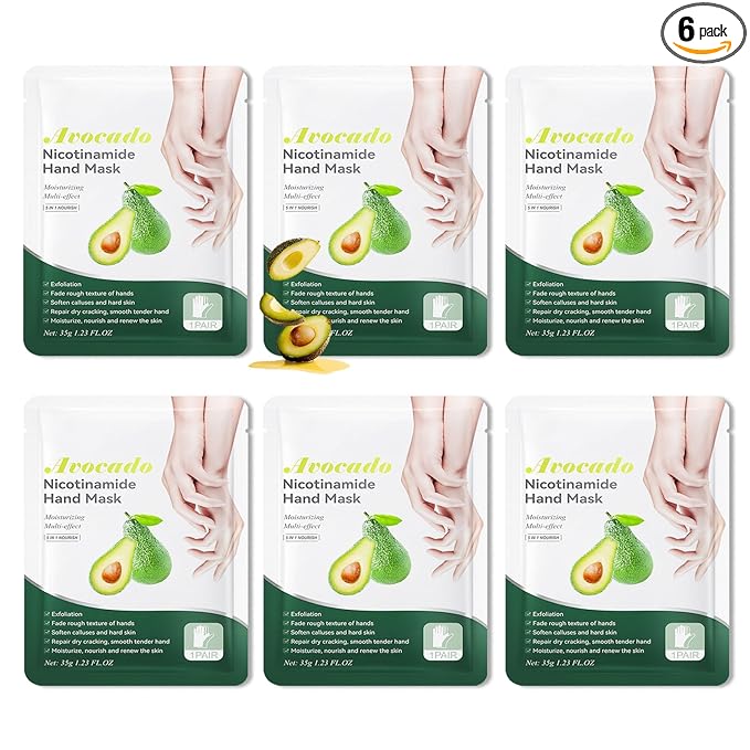 6 Pairs Hand Mask for Dry Cracked Hands,Nourishing Moisturizing Gloves,Hands Moisturizer for Deep Moisturizing,Silky Smooth Moisturizing Gloves,Hand Care Mask Set(H)