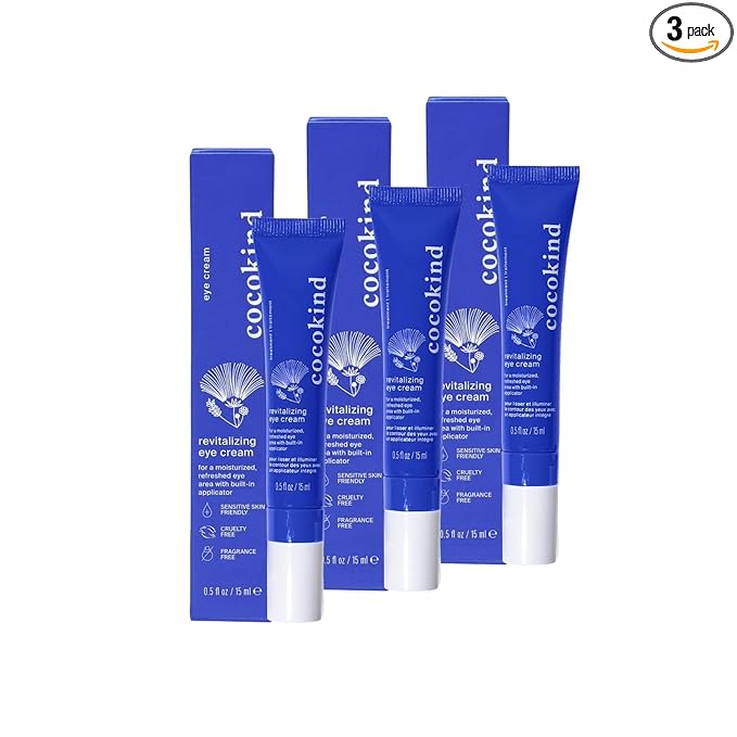 Cocokind Revitalizing Eye Cream | Soothing, Cooling Metal Applicator Tip | Hydrate, Depuff & Reduce Fine Lines and Wrinkles | Firmer and Brighter Looking Under Eye Area | 0.5 Fl Oz, 3 Pack