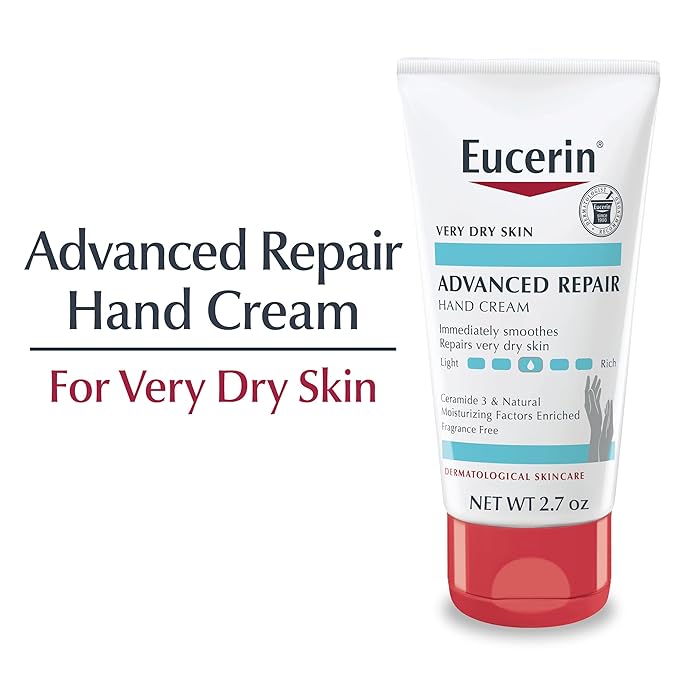 Eucerin Advanced Repair Hand Cream, Lotion for Very Dry Skin Use After Washing with Hand Soap, Fragrance Free, 2.7 oz, 12 Count (Pack of 4)