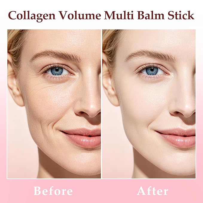 2Pcs PDRN Pink Collagen Volume Multi Balm Stick,Collagen Wrinkle Stick Face & Body Balm,Volumizing Hydrating Firming for Under-Eyes, Neck, Forehead, Smile Lines