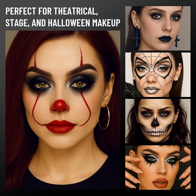 SUSIKEKI Black Eyeshadow Palette with Mirror Silver Gray Black Tones Matte Shimmer Smokey 6 Colors Mini Eye Shadow Pallet Travel Size Highly Pigmented for Vampire Clown Joker Goth Halloween Makeup