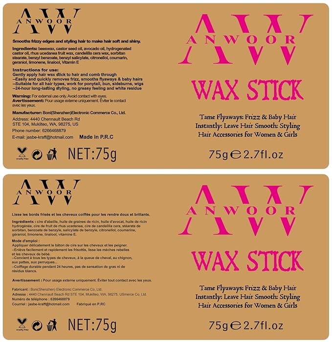 AnWoor 4Pcs Edge Brush Slick Back Hair Stick, Hair Wax Stick for Flyaways, Slick Back Hair Brush for Smoothing Baby Hair, Rat Tail Combs Parting Combs for Braiding Hair, Teasing Brush for Fluffy Hair