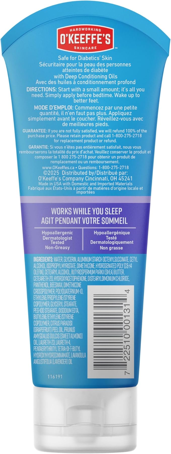 O'Keeffe's for Healthy Feet Night Treatment Foot Cream - 7 oz Tube (2 Pack) - Guaranteed Overnight Relief for Extremely Cracked, Dry Feet, Repairing Skincare, Instantly Boosts and Retains Moisture Levels