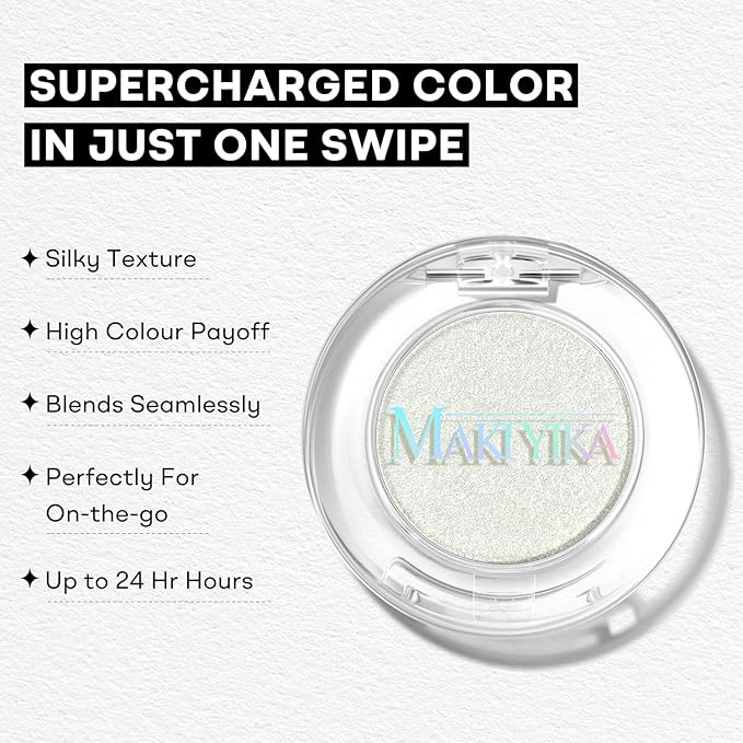 MAKI YIKA Pearl Silver Crème Eyeshadow Single Shimmer Cream Eye Shadow palette for Women, Color Stay Long Lasting Waterproof Eye Makeup Monochrome Eyeshadows,#14