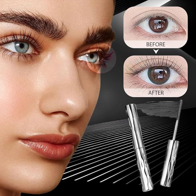 Metal Wand Mascara, 2026 New Waterproof Iron Mascara for Volume and Length, Long Lasting Curling Tubular Eyelash Primer, Brushless Tubing Mascara for Natural and Non-smudged Eyelash (Black * 2)