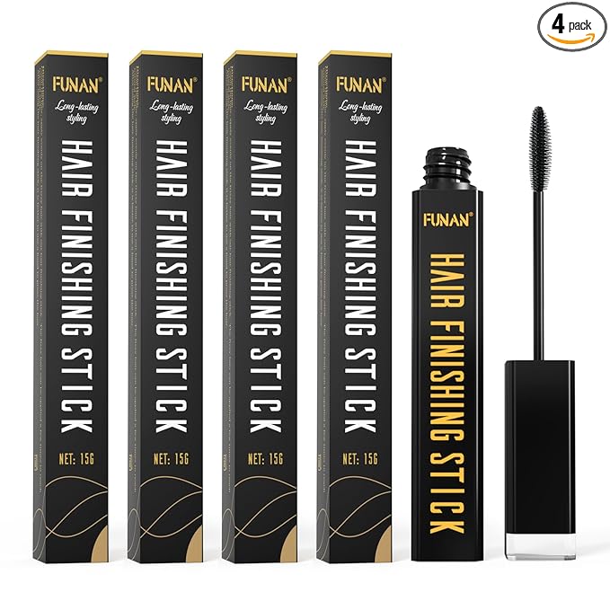 FUNAN 4 Pack Hair Feel Finishing Stick for Small Broken Hair, Fly Away Hair Tamer Stick for Enhance Gloss of Hair Mascara