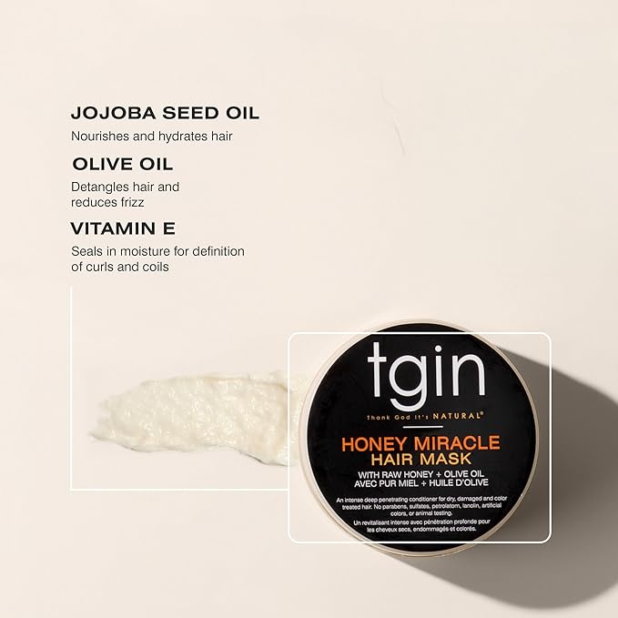 TGIN Honey Miracle Hair Mask Duo, 12 oz (Pack of 2) for Natural, Dry, Curly, Type 3c and 4c Hair