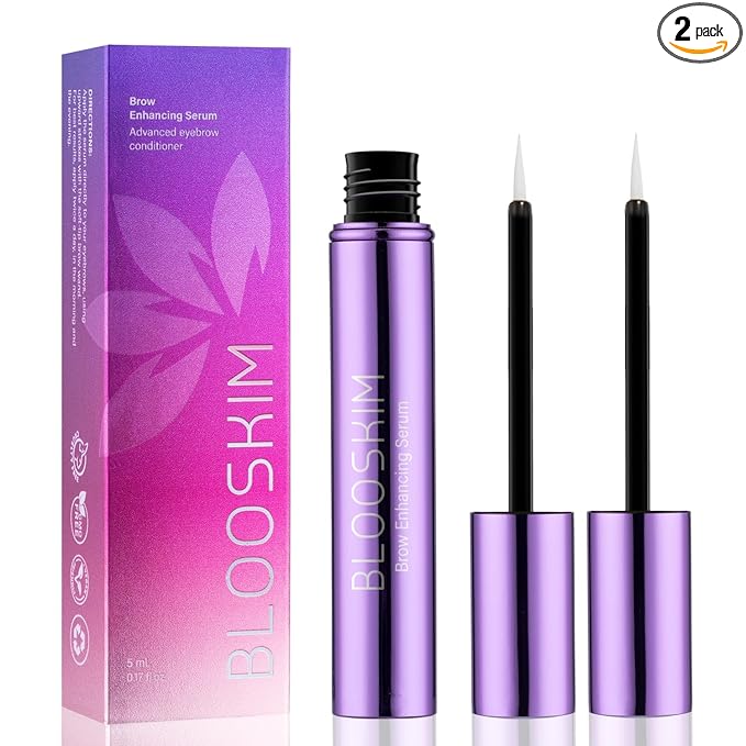 Blooskim Eyebrow Growth Serum for Women & Men – Natural Brow Enhancing Serum to Grow Thicker, Fuller Brows Fast – Nourishing Eyebrow Hair Growth 2Packs