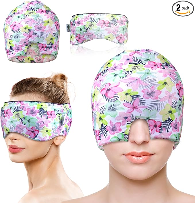 my novel things Migraine Relief Cap, Gel Cooling Eye Mask, Cooling Gel Relief 2 Pack Set, Hot/Cold Therapy, Natural Relief Cap, Instant Headache Relief, for Sinus, Puffy Eyes,Tension, Stress Relief