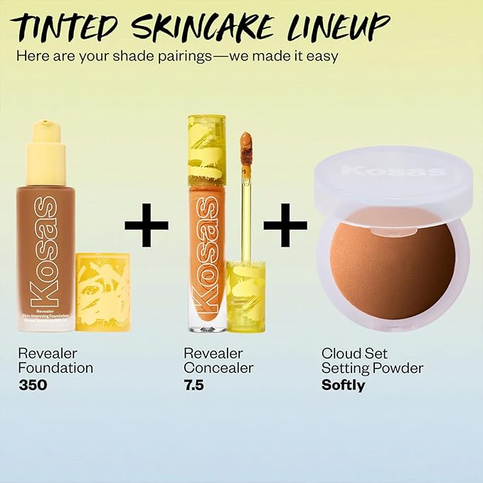 Kosas Revealer Liquid Foundation SPF 25 – Medium Buildable Coverage, Hydrating Natural Glow Finish, Medium Deep Warm 350