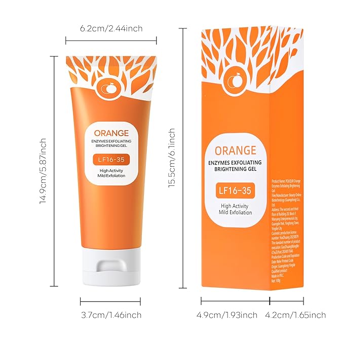 Orange Exfoliating Gel for Face and Body, Deep Clean Pores, Remove Blackheads, Exfoliating Moisturizing Facial Scrub Exfoliator Natural Orange Peeling Gel for All Types Skin-2 PCS