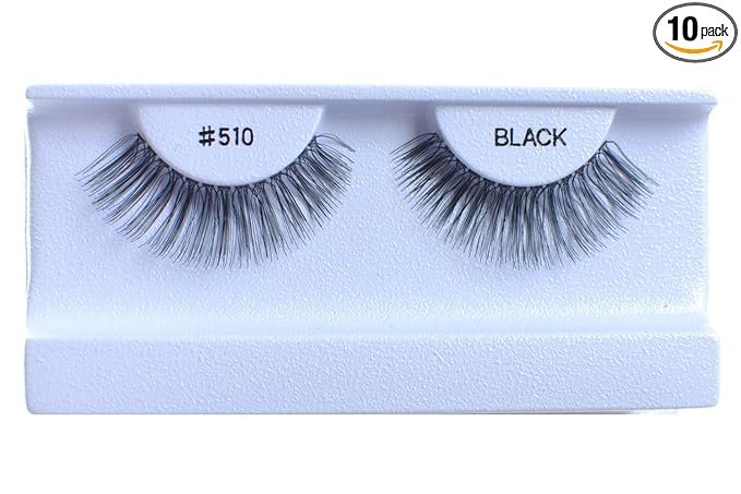 10 Pairs 100% Human Hair False Eyelashes Natural Black #510