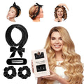 Heatless Curls Overnight Headbands for Women, Heatless Curlers Set with Scrunchies and Clip, Hair Rollers for Women to Sleep in, Soft Velvet Heatless Hair Curler for Long Hair, No Heat Damage (Black)