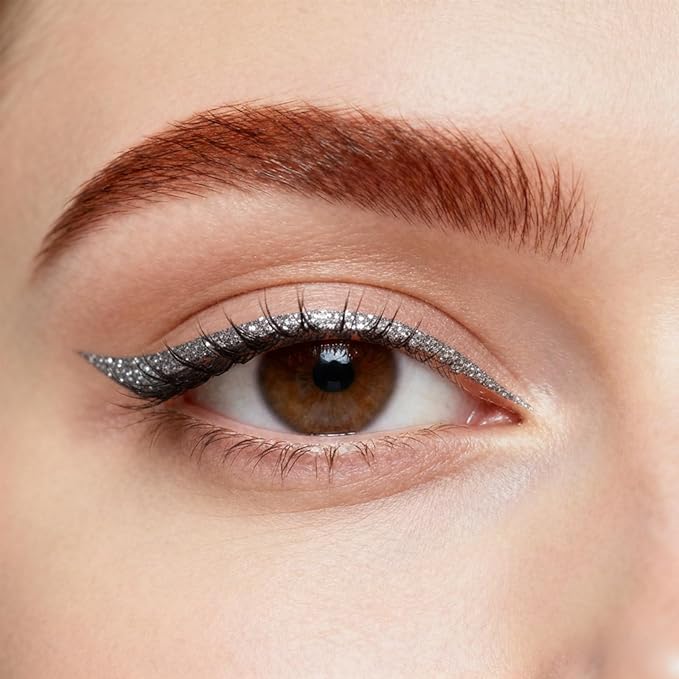 Liquid Glitter-Eyeliner, Shimmer-Water-proof Eye-Glitter Makeup Colorful Eye Liner Liquid Eyeliner (Silver)