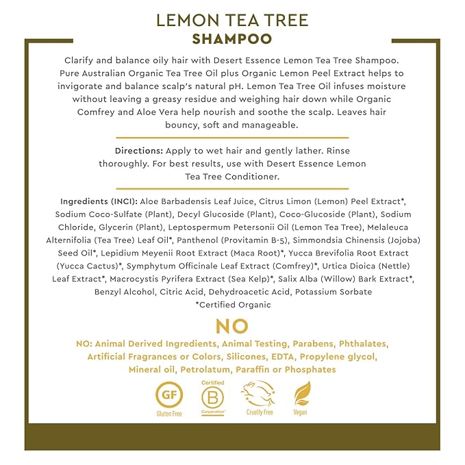 Desert Essence Lemon Tea Tree Shampoo - 8 Fl Oz - Pack Of 3