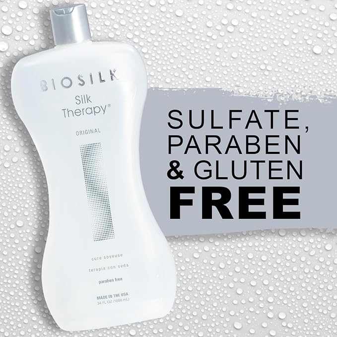 BioSilk Silk Therapy Original, Reconstructing Leave-In Hair Treatment, Adds Shine, Smooths & Prevents Split Ends, Sulfate-Free, Paraben-Free, Cruelty-Free, 34 Oz