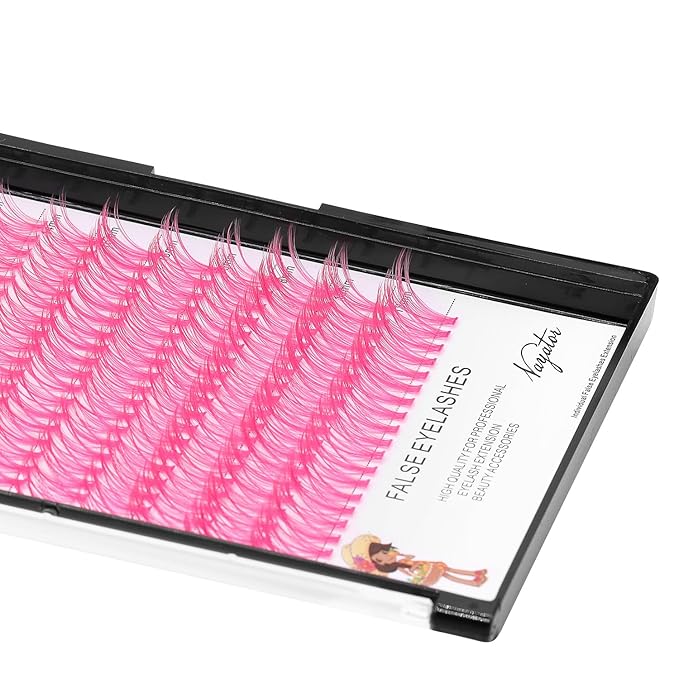→VAYATOR False Eyelashes 3Styles D Curl 10-18mm 200Pcs To Choose Lashes Extensions Cluster Individual Lash Extensions Reusable False Eyelashes Easy Grafting （Pink-D Curl-12-18mm mixed）