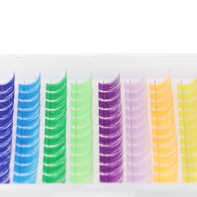 Wide Stem With Various Colored False Eyelashes D Curl Eyelash String 10-20mm Choose Professional Makeup Personal Eyelash String Grafted Eyelash Extension Cluster（10 colors-10mm）