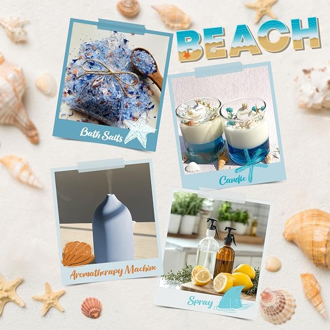 Soulorigin Beach Fragrance Oils Set, Essential Oil Gift Set for Diffuser, Summer Scent Diffuser Oil, Diffuser Scents Oil for Home-Ocean Spray, Pink Sands, Salty Sea, Pina Colada, Island Life, Sunshine