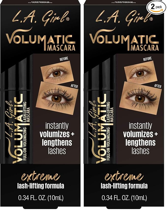 L.A. Girl Volumatic Mascara, Black Brown GMS652 (Pack of 2)