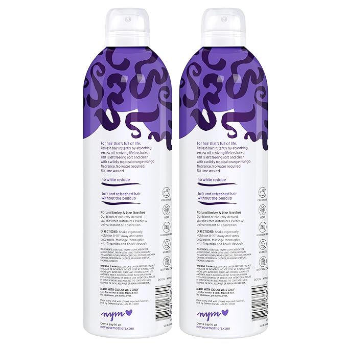 Not Your Mother's Value Size Plump for Joy Jumbo Dry Shampoo (2-Pack) - 12 oz Each - 70% More to Absorb Oil and Build Body - Orange Mango - For All Hair Types
