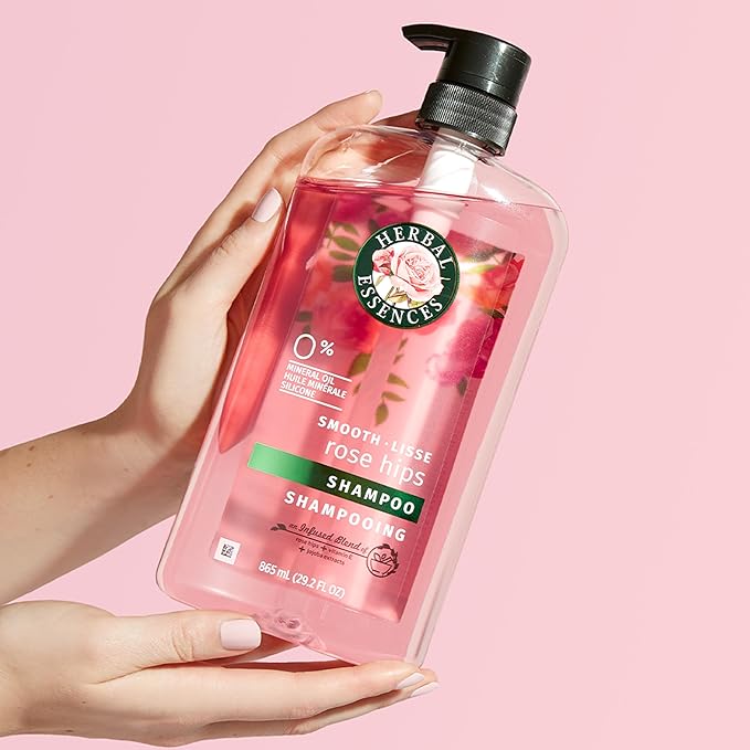 Herbal Essences Rose Hips Shampoo - Smooth, Shiny Hair with Vitamin E & Jojoba, Safe for Color Treated Hair, Floral Scent, Cruelty-Free, Dermatologist-Tested, 29.2 Fl Oz (Pack of 2)