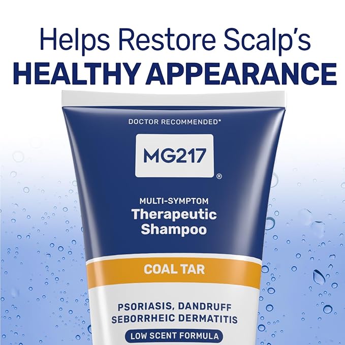MG217 Psoriasis Shampoo with Coal Tar,Therapeutic Scalp Treatment,Controls Itching, Scaling,Flaking, Scale Buildup,Psoriasis Scalp Treatment, .5% Coal Tar Shampoo and Conditioner, 8floz (Pack of 6)