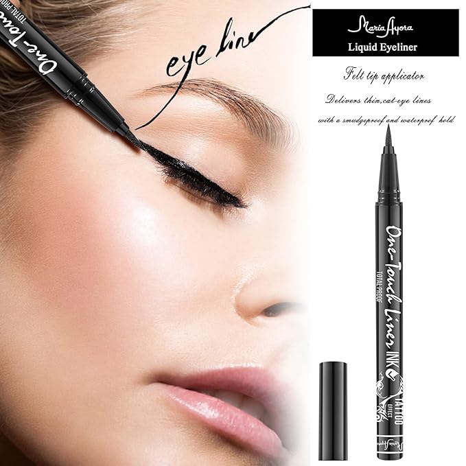 Triple Pack of Vegan-Approved Hypoallergenic Liquid Eyeliner Pens, Tattoo Effect, Quick Dry, Waterproof, Smudgeproof, Long-lasting & Felt Tip Eyeliner pen: Precision Beauty for Women (Classic Black)