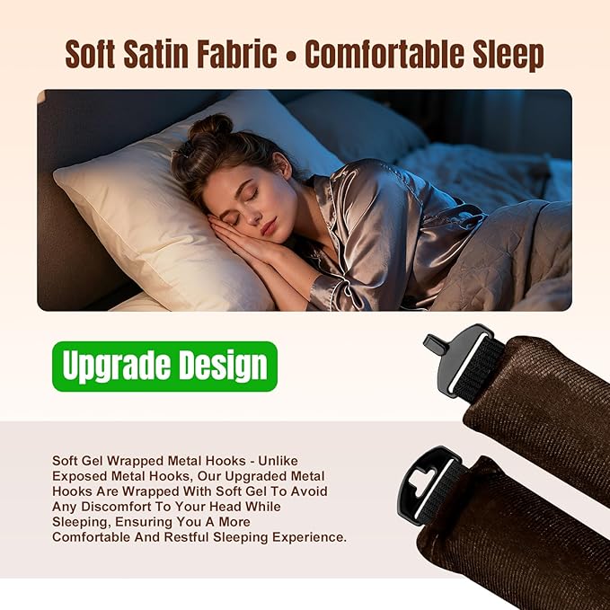 Overnight Heatless Hair Curler Satin Jumbo Flexi Overnight Curls Blowout Rods 3pcs No-Heat Styling Tools Curling Rod To Sleep In for All Hair Types - Brown