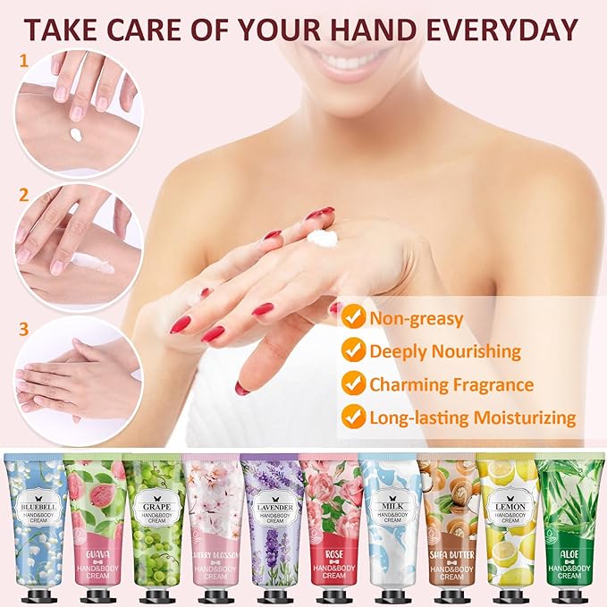 VESPRO 56 Pack Hand Cream Gifts Set, Mothers Day Gifts, Bulk Hand Lotion Travel Size for Dry Cracked Hands, Mini Hand Lotion for Nurses Week Gifts, Bridal Shower Favors and Teacher Gifts for Women
