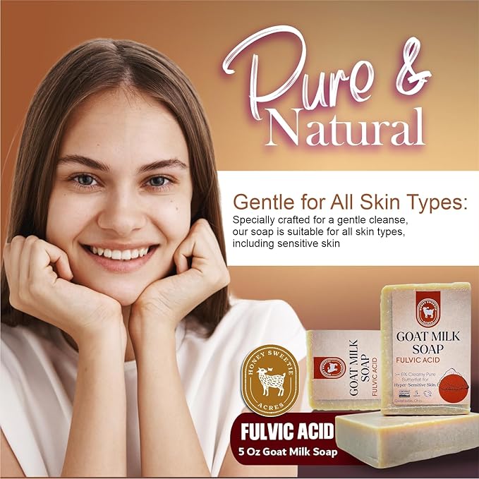 Honey Sweetie Acres 2-Pack Fulvic Acid Goat Milk Soap - Handmade 5 oz Bar, Made with Natural Ingredients, Moisturizing & Gentle, Made in the USA