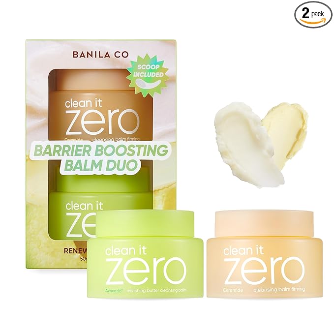 BANILA CO Clean it Zero Barrier Boosting Balm Duo | Enriching Butter & Firming Cleansing Balms for Dry & Sensitive Skin | Hydrating & Skin Barrier Repair (Pack of 2 travel sized balms, 50ml each)