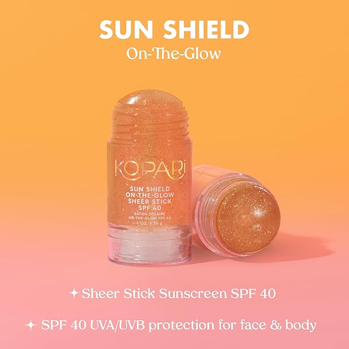 Kopari Rose Gold Sunglaze Sheer Body Mist Sunscreen SPF 42 & Sun Shield On-The-Glow Sheer Sunscreen Stick SPF 40
