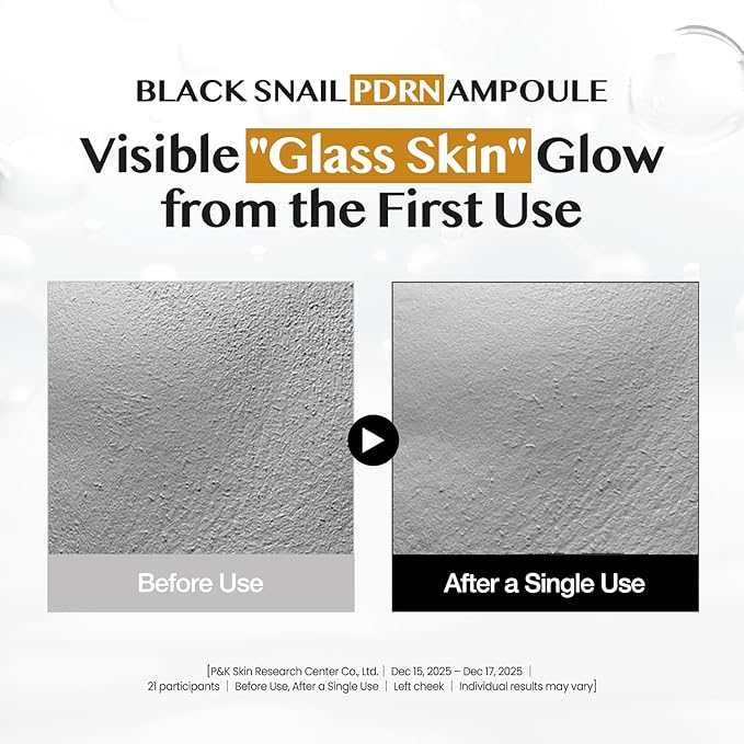 CLIV Black Snail PDRN Ampoule - 65% Snail Secretion Filtrate & Sodium DNA Facial Serum - Hydrating Collagen for Elasticity & Moisture - Korean Skincare for Dry & Sensitive Skin, 1.01 fl oz (30ml)