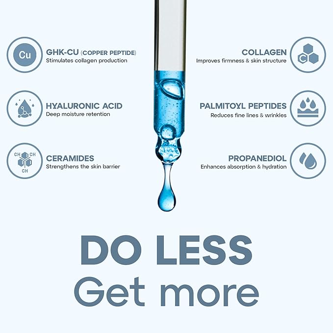 Do Less Rejuvenating Serum for Face, Lightweight Peptide Serum for Smooth, Firm Skin with GHK-Cu Copper Peptides & SNAP-8, 30ml / 1oz