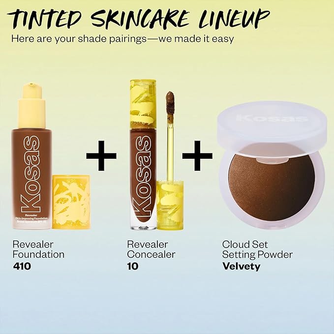 Kosas Revealer Liquid Foundation SPF 25 – Medium Buildable Coverage, Hydrating Natural Glow Finish, Deep Neutral Warm 410