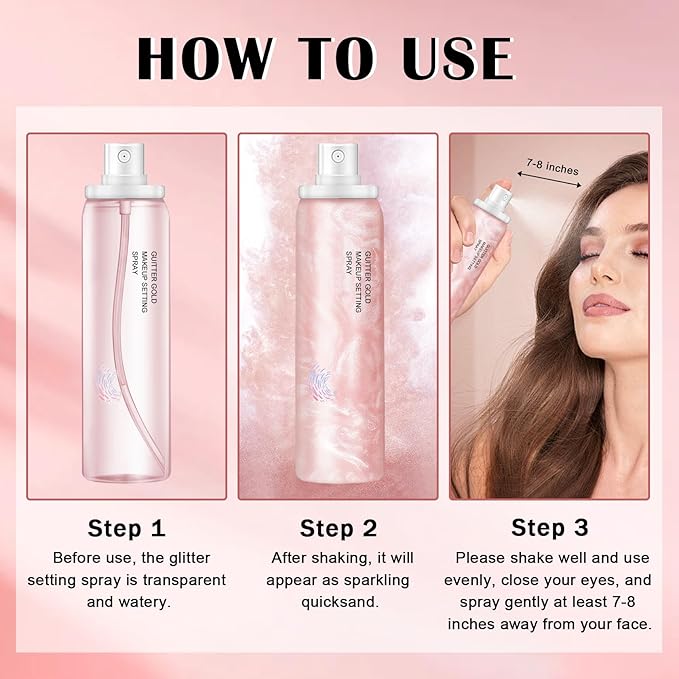 IONSGAKO Glow Makeup Setting Spray, Shimmer Dewy Hydrating Setting Spray for Makeup Glowing Long-Lasting Radiant Finish, Lightweight Formula, All-Day Wear, 4 Fl Oz