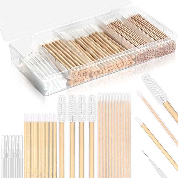 230 Pcs Brow Lamination Supplies with Plastic Box Wooden Micro Eyebrow Brush Spoolies Disposable Lip Applicators Eyelash Brush Mascara Wands Micro Swabs Brow Lamination Kit for DIY Eyelash Lift