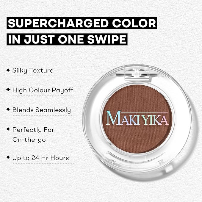 MAKI YIKA Earth Brown Matte Single Eye Shadow Palette for Women, Pigmented White Eyeshadow Powder for Brown Eyes, Color Stay Long Lasting Waterproof Eye Makeup Palette, #12
