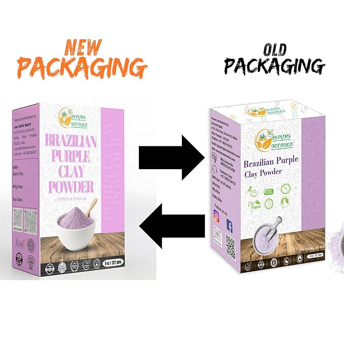 Herbs Botanica Brazilian Purple Clay Powder Detoxify Skin & Hair Natural Beauty & Skincare DIY Clay for Soap, Facial Cleansing Mask, Bath Bombs, Body Wash Making 8 oz